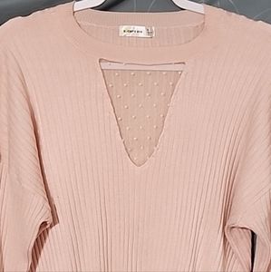 Womens Med Light Pink Long Sleeved Top